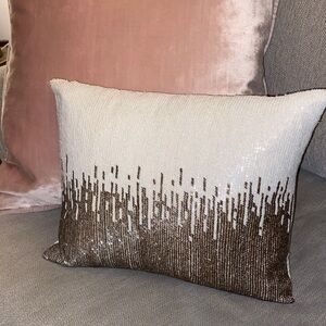 HomeGoods Sequin Ombre White and Dark Gold Accent Pillow